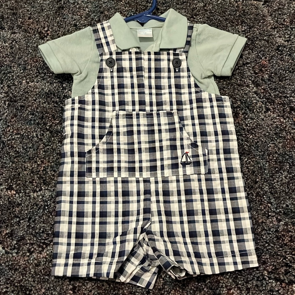 Boys 6M polo shirt and overall set